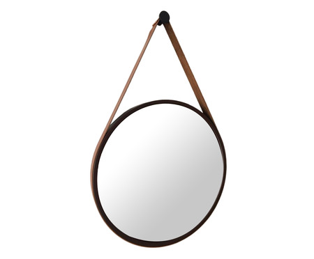 Espelho de Parede Redondo com Alça Adnet Strap - Marrom e Caramelo | WestwingNow