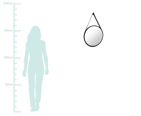 Espelho Adnet Preto com Alça em Corino Preto | Westwing