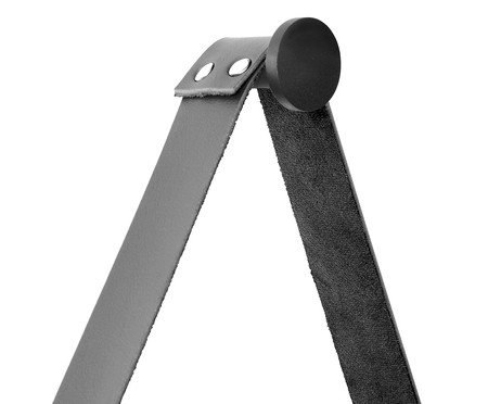 Espelho Adnet Preto com Alça em Corino Preto | Westwing