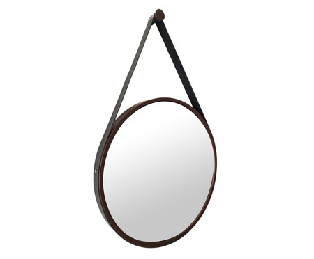Espelho de Parede Redondo com Alça Adnet Strap - Marrom | WestwingNow