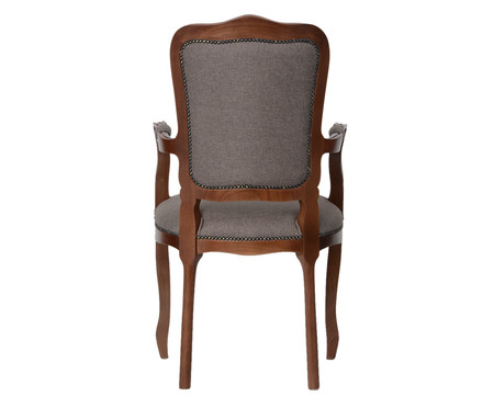 Cadeira com Braços em Linho Luís XV Telian Capitonê Cinza | WestwingNow