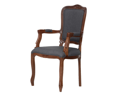 Cadeira com Braços Luís XV Beaumont Cinza e Marrom | WestwingNow