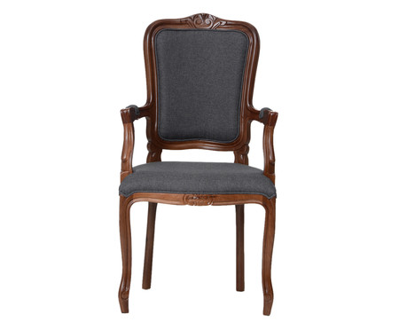 Cadeira com Braços Luís XV Beaumont Cinza e Marrom