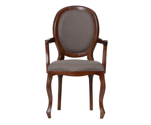 Cadeira com Braços em Linho Medalhão Pierce Cinza, Cinza | WestwingNow
