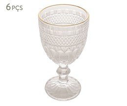 Jogo de Taças para Água com Fio Dourado Brand