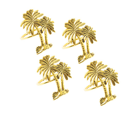 Jogo de Anéis para Guardanapo Palm Tree Dourado | WestwingNow