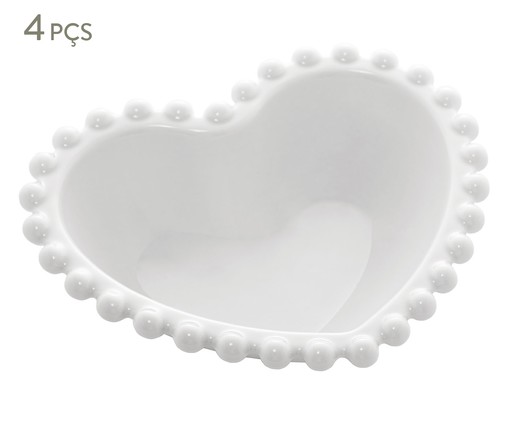 Jogo de Bowls em Porcelana Coração Beads Branco, Branco | WestwingNow