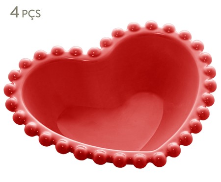 Jogo de Bowls em Porcelana Coração Beads Vermelho | WestwingNow