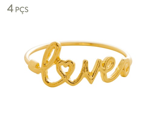 Jogo de Anéis para Guardanapos Love Dourado, Dourado | WestwingNow