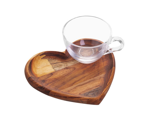 Jogo de Xícaras de Chá em Cristal Coração Teca, Transparente | WestwingNow