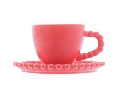 Jogo de Xícaras para Café com Pires em Porcelana Beads Vermelho | WestwingNow
