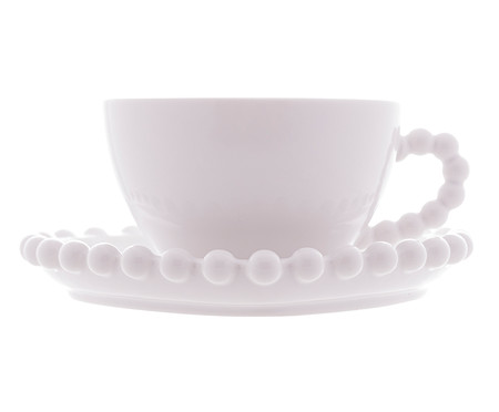Jogo de Xícaras para Chá com Pires em Porcelana Beads Branco | WestwingNow