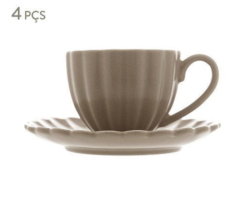 Jogo de Xícaras para Café com Pires em Porcelana Pétala Areia, Colorido | WestwingNow