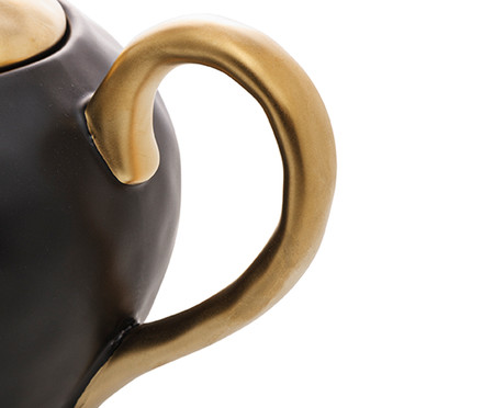 Bule de Chá em Porcelana Dubai Preto e Dourado | WestwingNow