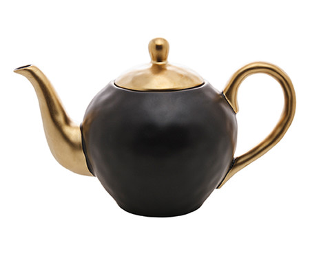 Bule de Chá em Porcelana Dubai Preto e Dourado | WestwingNow