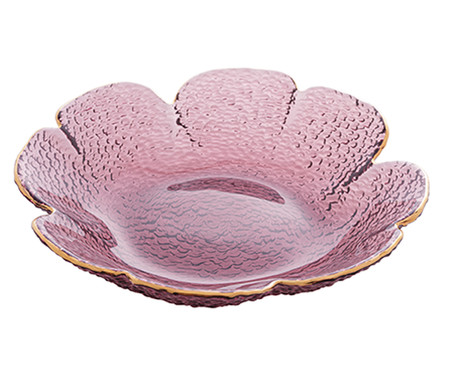 Bowl em Cristal Taj Flor Dourado e Rosa