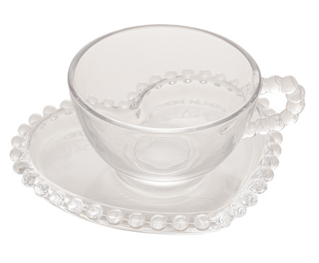 Xícara de Chá com Pires Coração em Cristal Pearl | WestwingNow