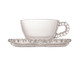 Xícara de Chá com Pires Coração em Cristal Pearl, Transparente | WestwingNow