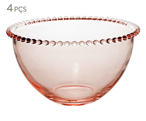 Jogo de Bowls em Cristal Pearl Rosa, Transparente | WestwingNow