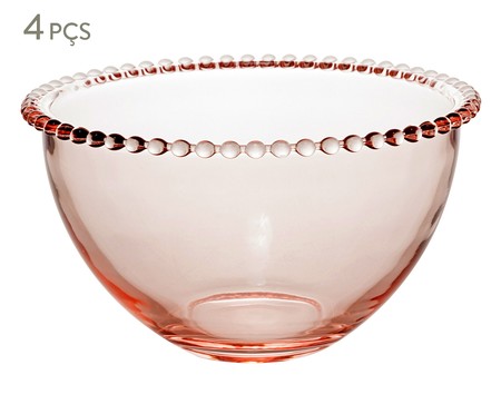 Jogo de Bowls em Cristal Pearl Rosa