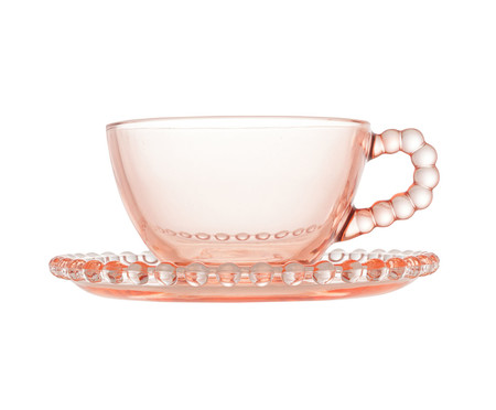 Xícara de Chá com Pires Pearl Rosa