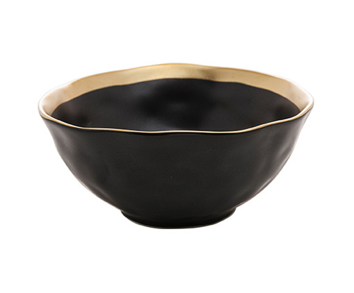 Bowl em Porcelana Dubai Preto e Dourado, Preto | WestwingNow