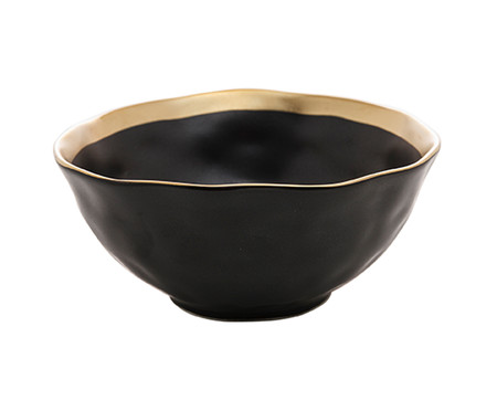 Bowl em Porcelana Dubai Preto e Dourado