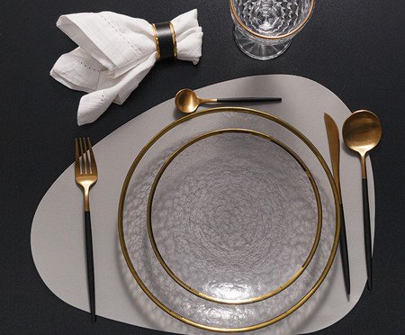 Jogo de Pratos Rasos em Cristal Agate Dourado | Westwing