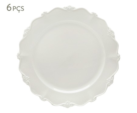 Jogo de Pratos para Sobremesa em Porcelana Fancy Branco