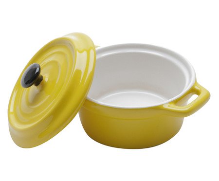 Caçarola em Porcelana Black Lid Amarela | Westwing
