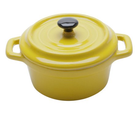 Caçarola em Porcelana Black Lid Amarela | Westwing