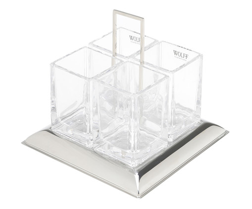 Jogo de Porta-Talheres em Cristal e Inox Torcello, Transparente | WestwingNow