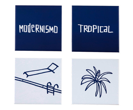 Jogo de Azulejos Decorativos Modernismo Tropical - Azul Marinho | WestwingNow