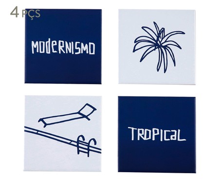 Jogo de Azulejos Decorativos Modernismo Tropical - Azul Marinho | WestwingNow