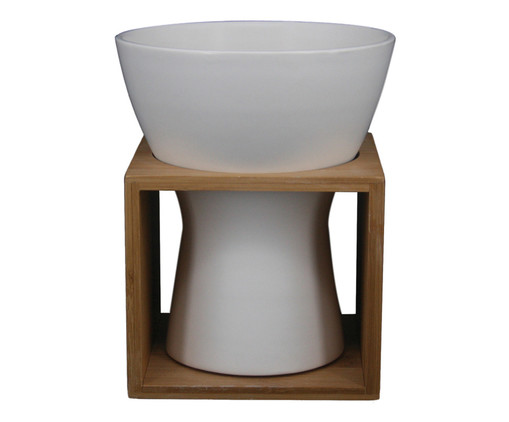 Vaso em Cerâmica Aliza - Branco e Marrom, Branco, Marrom | WestwingNow