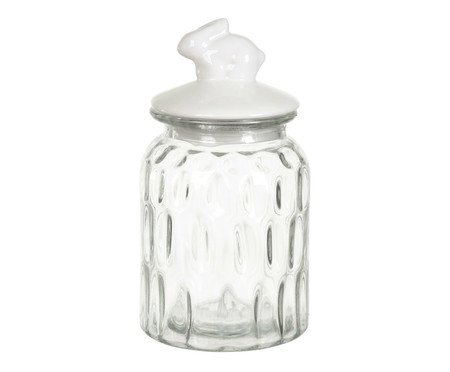 Vaso com Tampa de Coelho - Branco