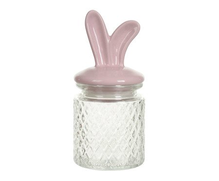 Vaso com Tampa Orelhas de Coelho - Rosa