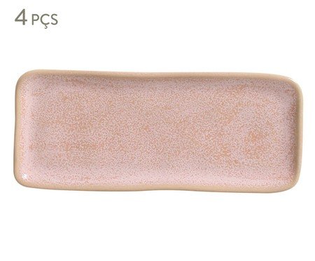 Jogo de Travessas Retangular Média Orgânico Litchi Rosa | Westwing