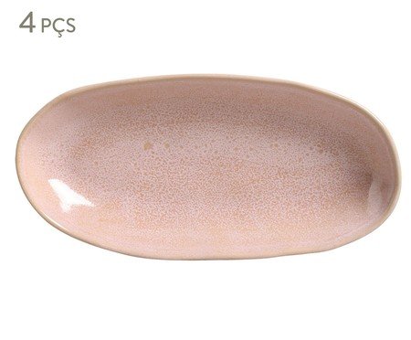 Jogo de Travessas Oval Funda Orgânico Litchi Rosa | Westwing