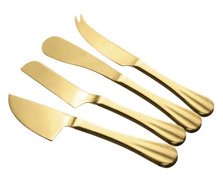 Jogo de Facas para Queijo em Inox Dourado | Westwing