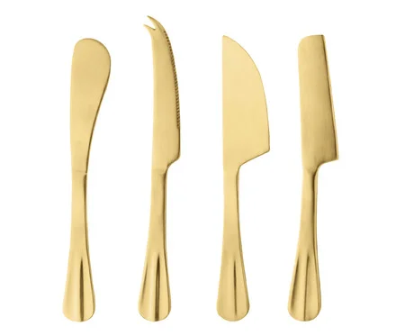 Jogo de Facas para Queijo em Inox Dourado | Westwing