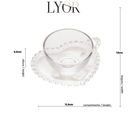 Xícara para Chá com Pires em Cristal Coração | Westwing