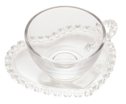 Xícara para Chá com Pires em Cristal Coração, Colorido | WestwingNow