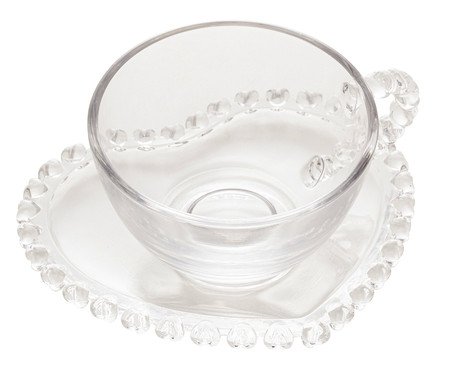 Xícara para Chá com Pires em Cristal Coração | Westwing