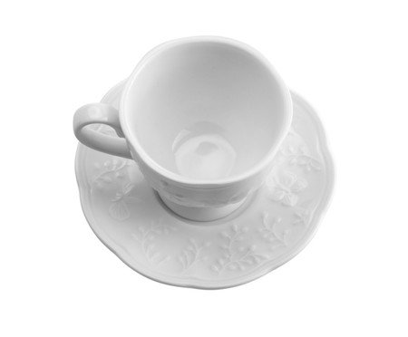 Xícara para Café com Píres em Porcelana New Bone Butterfly Flower | Westwing