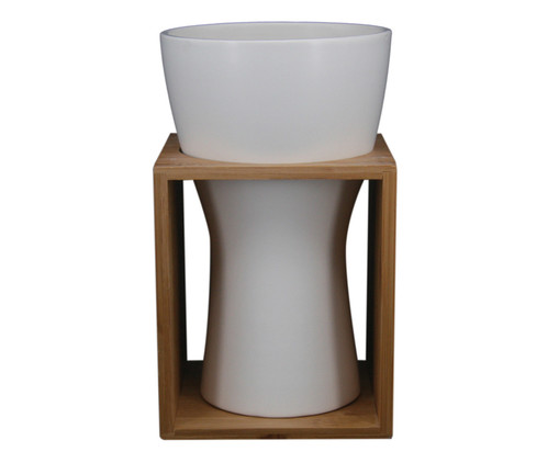 Vaso Cerâmica Jeniffer - Branco e Marrom, Branco, Marrom | WestwingNow