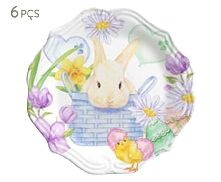 Jogo de Pratos para Sobremesa Flower Rabbit