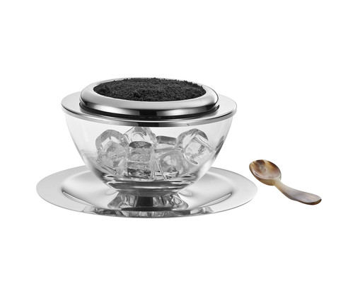 Serviços para Caviar Imola em Inox com Colher, Prata ou Metálico | WestwingNow