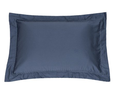 Fronha Acetinada Bordada com Quatro Abas Finesse Azul 400 Fios | Westwing