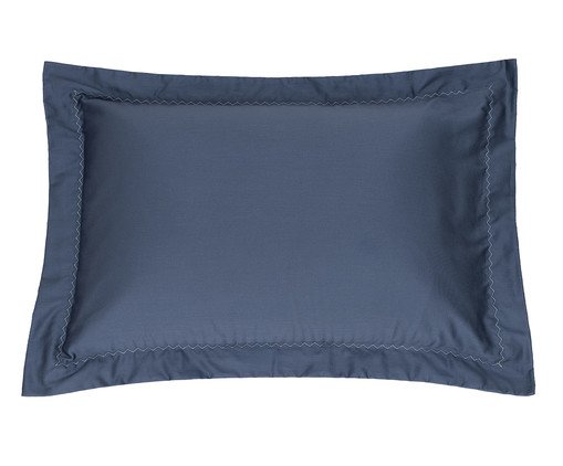 Fronha Acetinada Bordada com QuaTro Abas Finesse Azul 400 Fios, Azul | WestwingNow